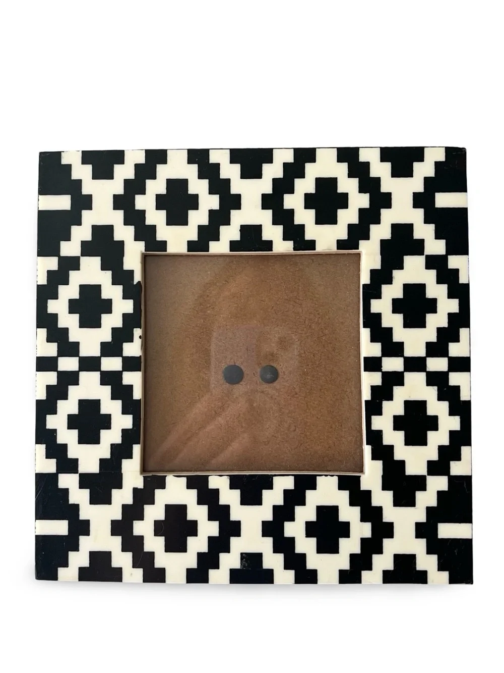 Square Picture Frame Black and White Tribal Mosaic Pattern 7” x 7”